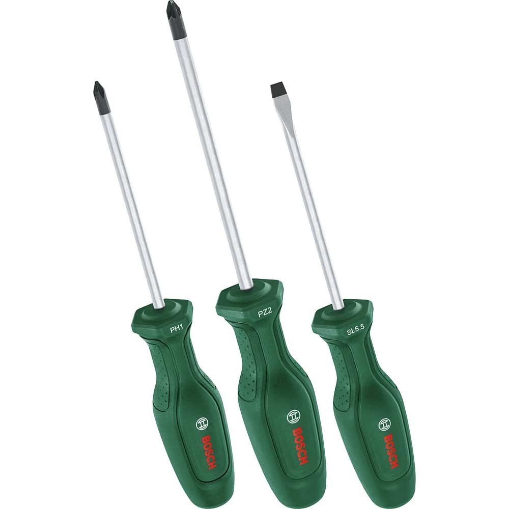 Bosch 3 Piece Pozi, Phillips and Slotted Screwdriver Set - Image 1
