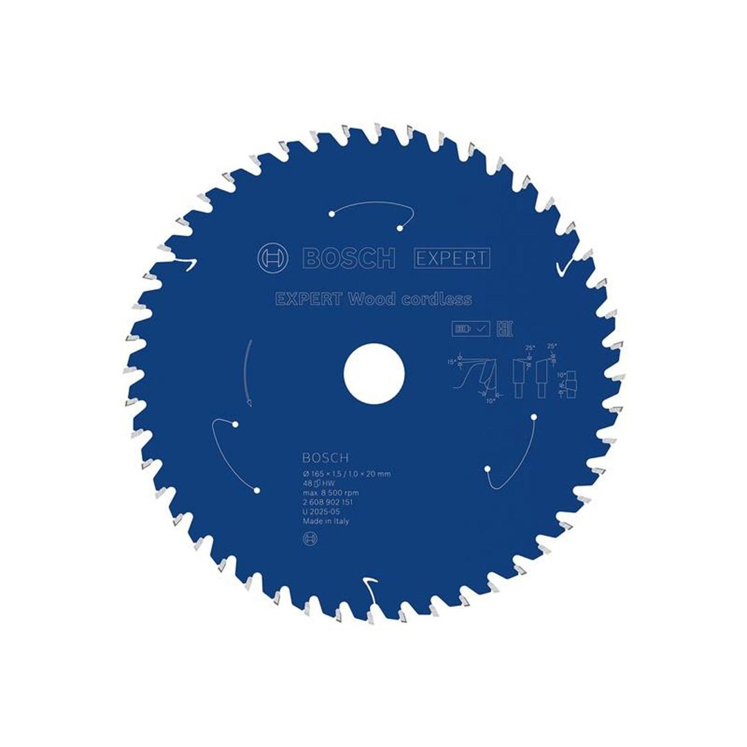 Powertool Accessories Expert Wood Cordless Circular Saw Blade 165 X 20Mm X 48T - Blue - Image 1