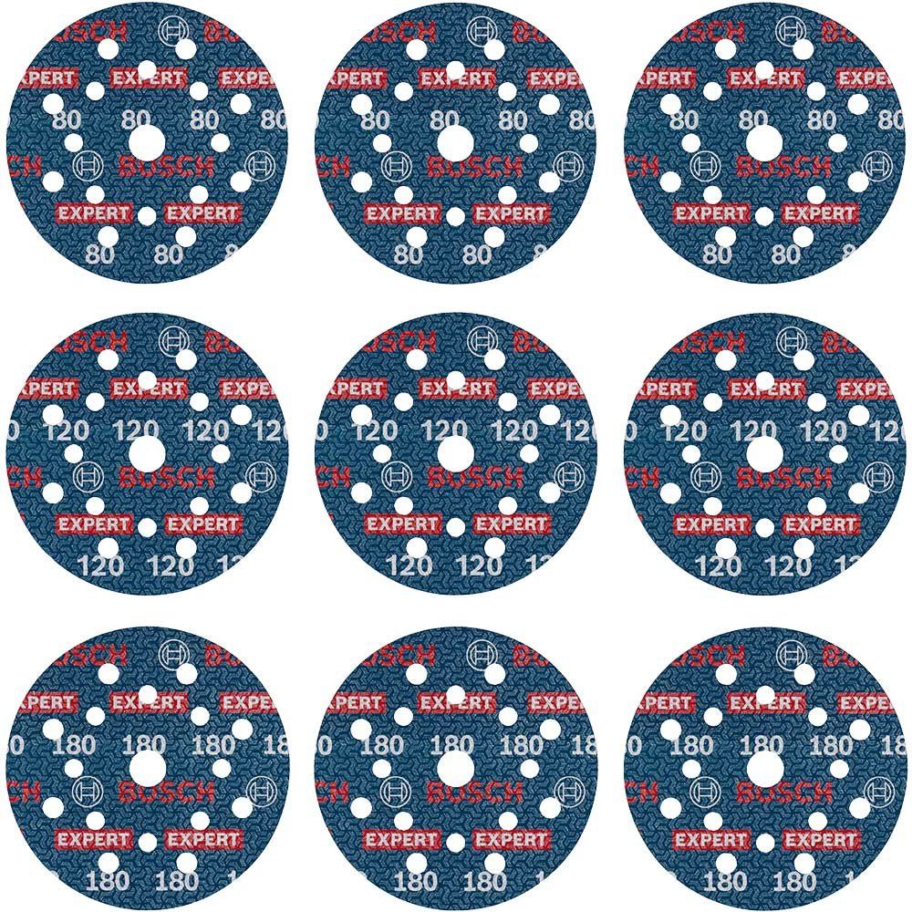 Bosch EXPERT O780 Foil Sanding Discs 125mm 125mm Assorted Pack of 9 - Image 1
