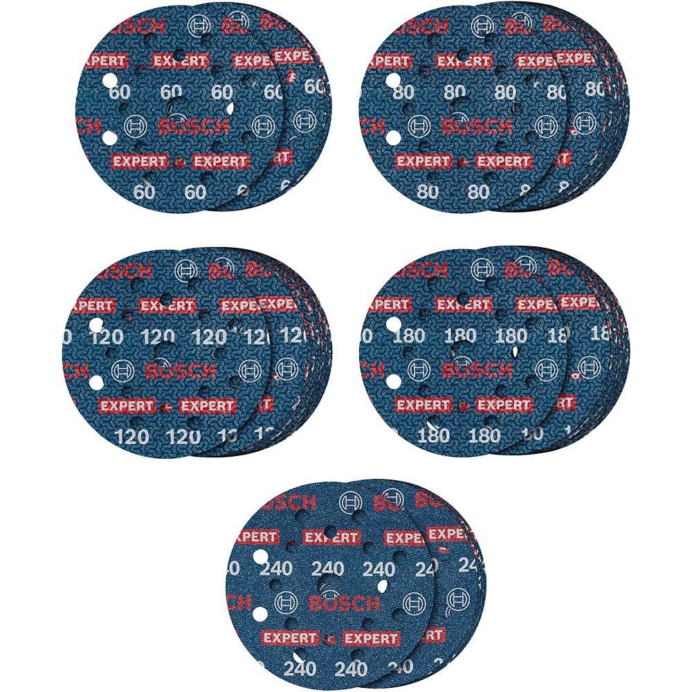 Bosch EXPERT O780 Foil Sanding Discs 125mm 125mm Assorted Pack of 55 - Image 1