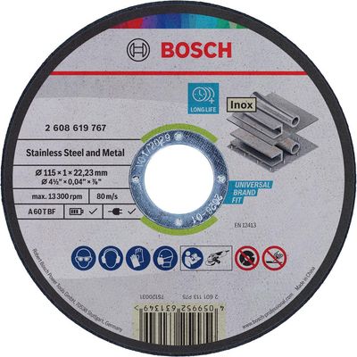 Bosch Standard For Metal Straight Cutting Disc 115mm Pack of 100