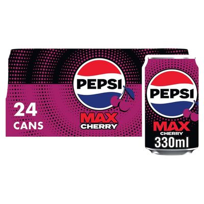 Pepsi Max Cherry No Sugar Cola Cans 24 x 330ml