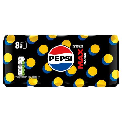 Pepsi Max Mango No Sugar Cola Cans 8 x 330ml