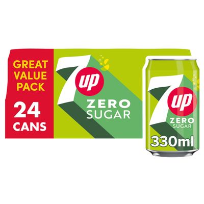 7UP Zero Sugar Free Lemon & Lime Cans 24 x 330ml