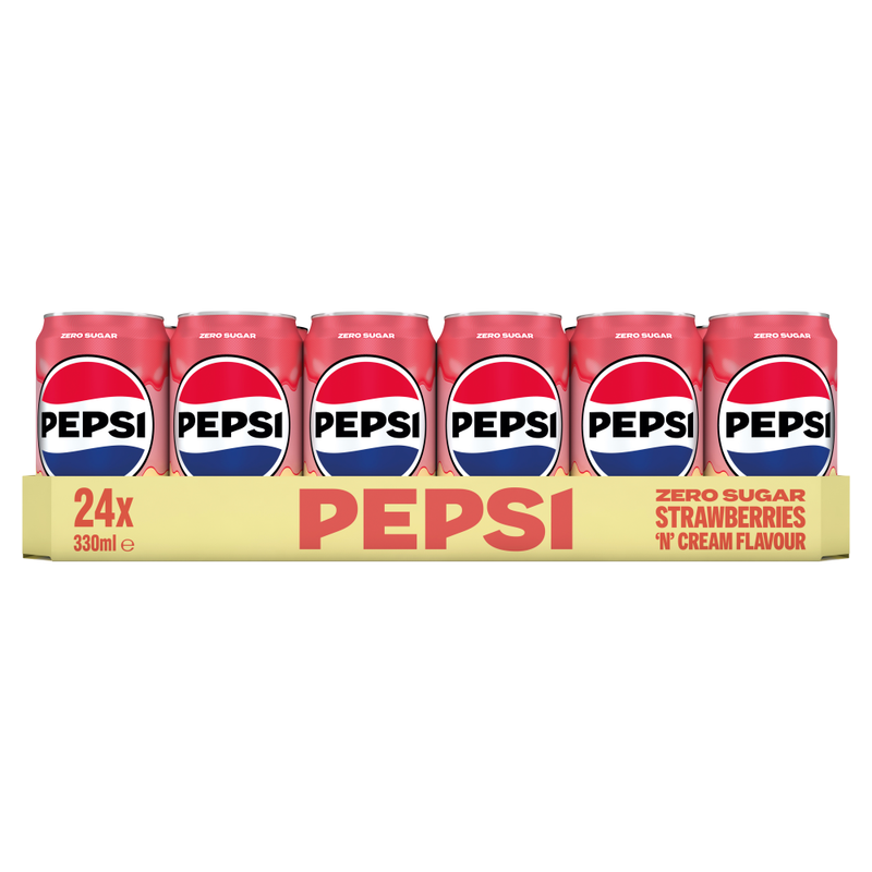 Pepsi Strawberry & Cream Zero Sugar 24 x 330ml Can - Image 1