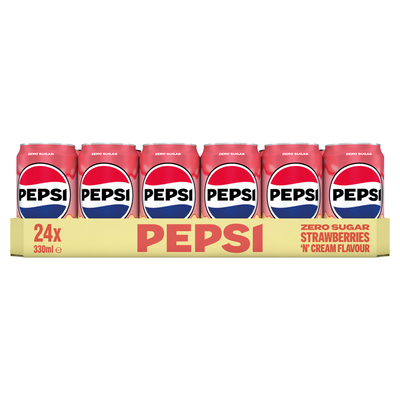 Pepsi Strawberry & Cream Zero Sugar 24 x 330ml Can