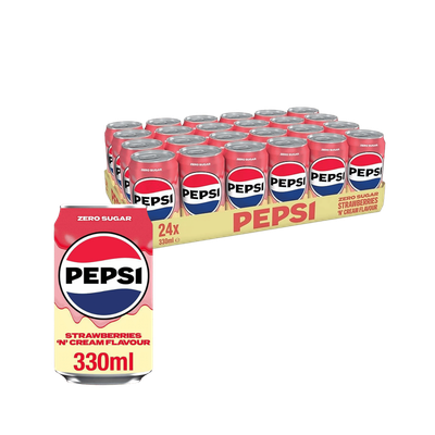 Pepsi Strawberry & Cream Zero Sugar 24 x 330ml Can - Thumbnail 2