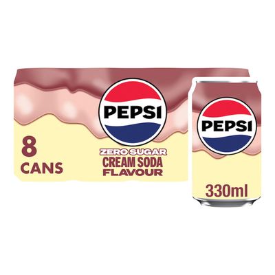 Pepsi Cola Zero Sugar Cream Soda Flavour Cans 8 x 330ml - Thumbnail 2