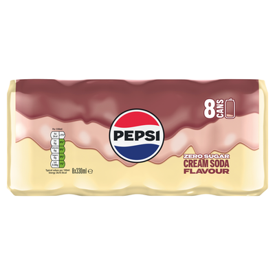 Pepsi Cola Zero Sugar Cream Soda Flavour Cans 8 x 330ml