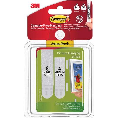 Command 12 Piece Medium and Large Picture Hanging Adhesive Strip Set