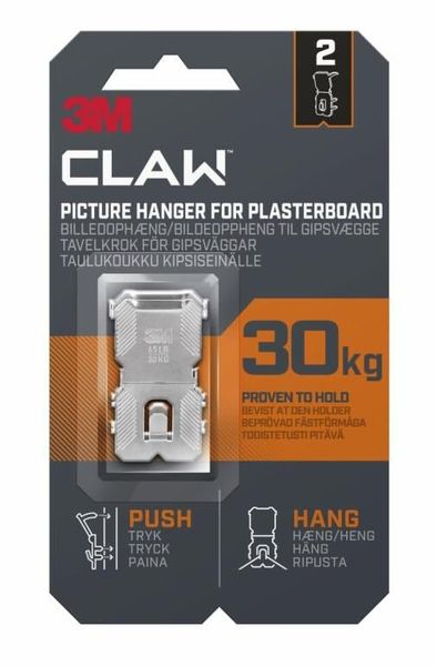 3M CLAW Plasterboard Picture Hanger 30 kg