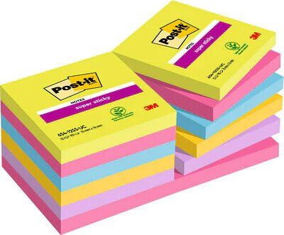 Post-It 654-12SS-UC note paper Square Blue Green Pink Purple Yellow 90 sheets Self-adhesive - Image 1