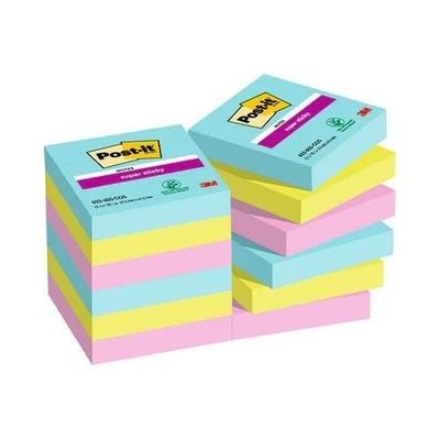 Post-It Super Sticky Notes 47.6x47.6mm 90 Sheets Cosmic Colours (Pack