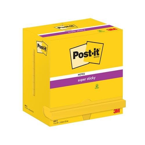 Post-it Super Sticky Notes 76x127mm 90 Sheets Ultra Yellow (Pack 12) - 7100290188 - Image 1