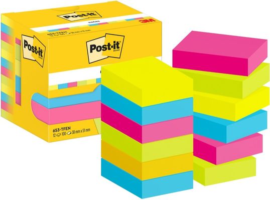 Post-It 653TFEN note paper Square Multicolour 100 sheets Self-adhesive