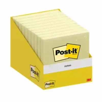 Post-It Notes Retail Display 76x76mm 100 Sheets Canary Yellow (Pack 10