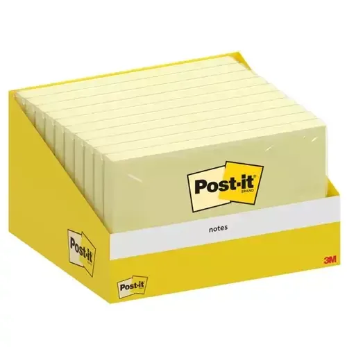 Post-It Notes Retail Display 76x127mm 100 Sheets Canary Yellow (Pack 1 - Image 1