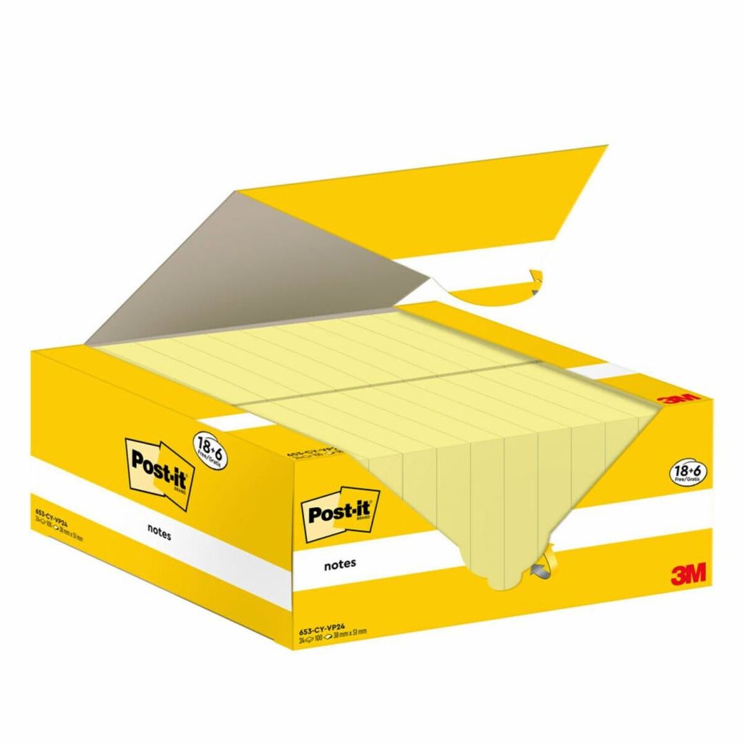 Post-It 653-CY-VP24 note paper Rectangle Yellow 100 sheets Self-adhesive - Image 1