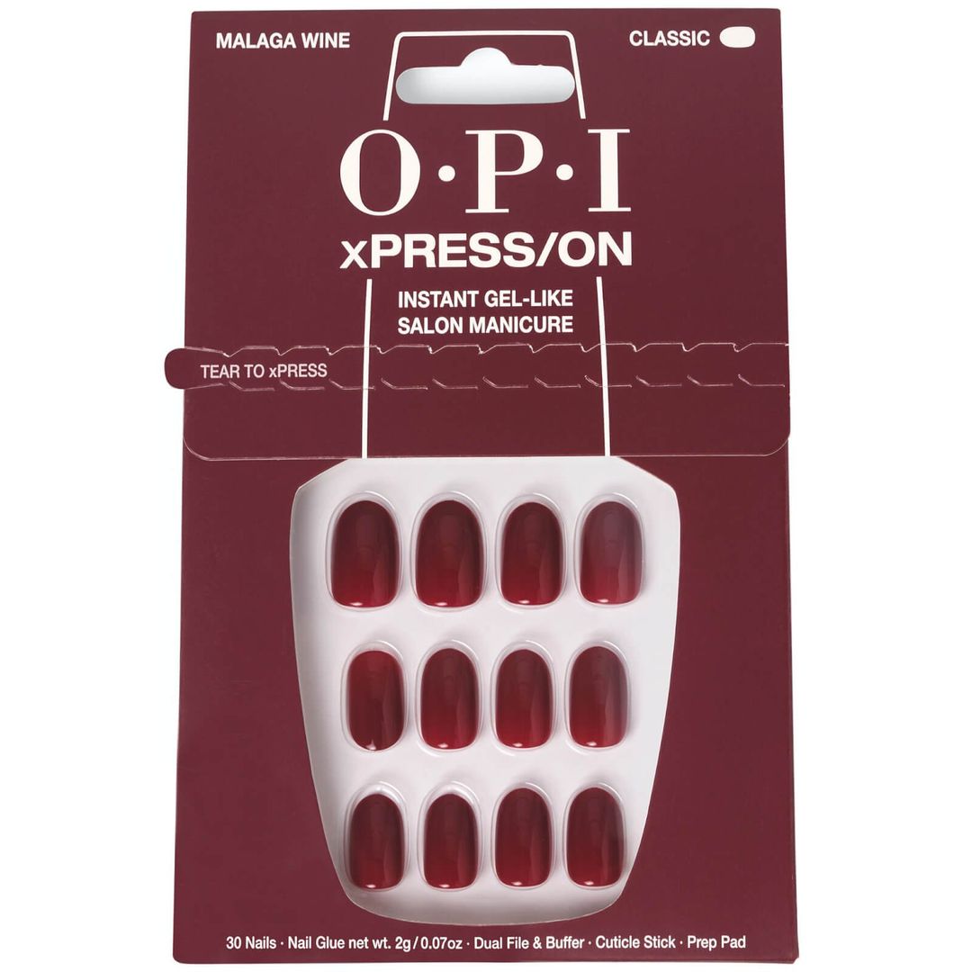 OPI xPRESS/ON Dark Red Press On Nails Gel-Like Salon Manicure - Malaga Wine - Image 1