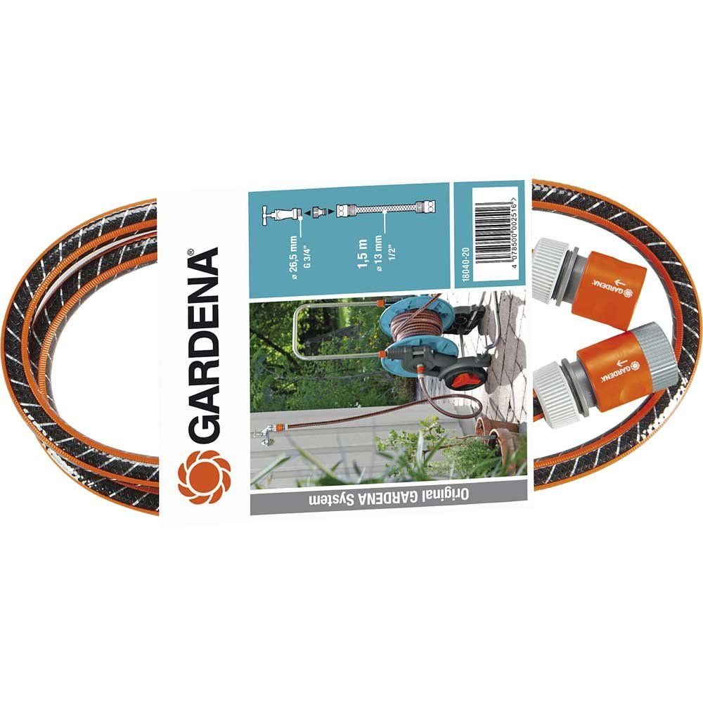Gardena Flex Hose Reel Connection Set 1/2" / 12.5mm 1.5m Grey & Orange - Image 1