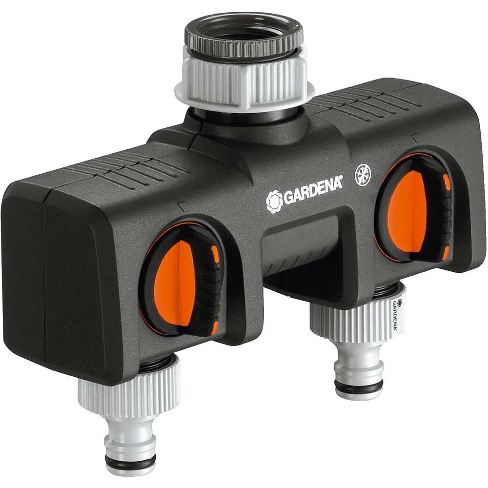 Gardena ORIGINAL Dual Output Threaded Tap Hose Pipe Connector 21 & 26.5mm - Image 1