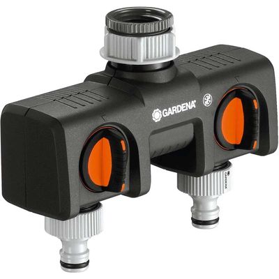 Gardena ORIGINAL Dual Output Threaded Tap Hose Pipe Connector 21 & 26.5mm