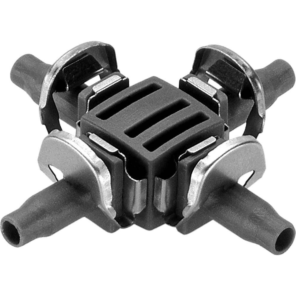 Gardena MICRO DRIP 4 Way Coupling 3/16" / 4.6mm Pack of 1 - Image 1