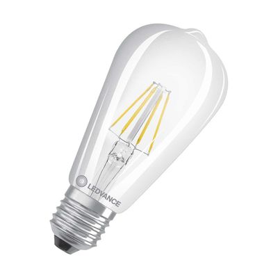 Ledvance ST64 LED Classic Edison Light Bulb E27 4W (40W Eqv) Filament Warm White Clear Performance Class Squirrel Cage Screw
