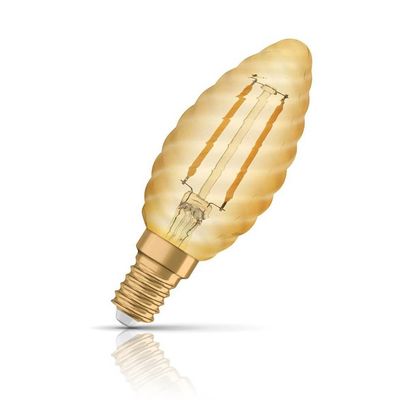 Osram LED Classic BW Candle Light Bulb E14 2.5W Twisted Extra Warm White 2400K Small Screw Filament Gold