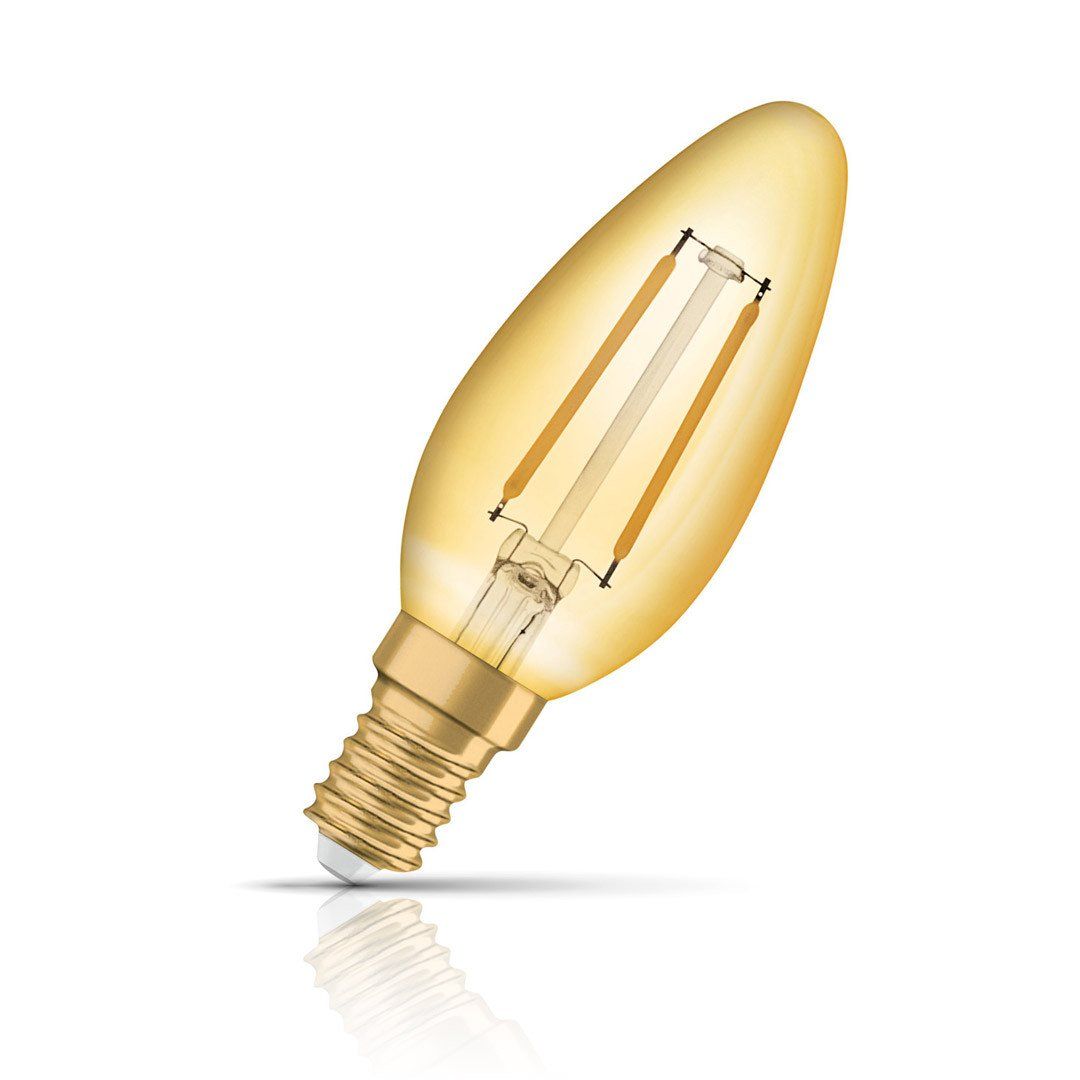 Osram LED Filament Candle Light Bulb E14 2.5W Vintage 1906 Extra Warm White 2400K Small Screw Gold - Image 1