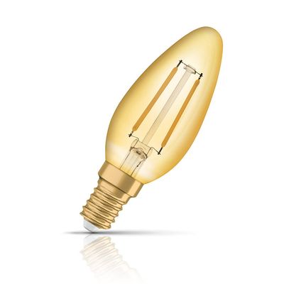 Osram LED Filament Candle Light Bulb E14 2.5W Vintage 1906 Extra Warm White 2400K Small Screw Gold