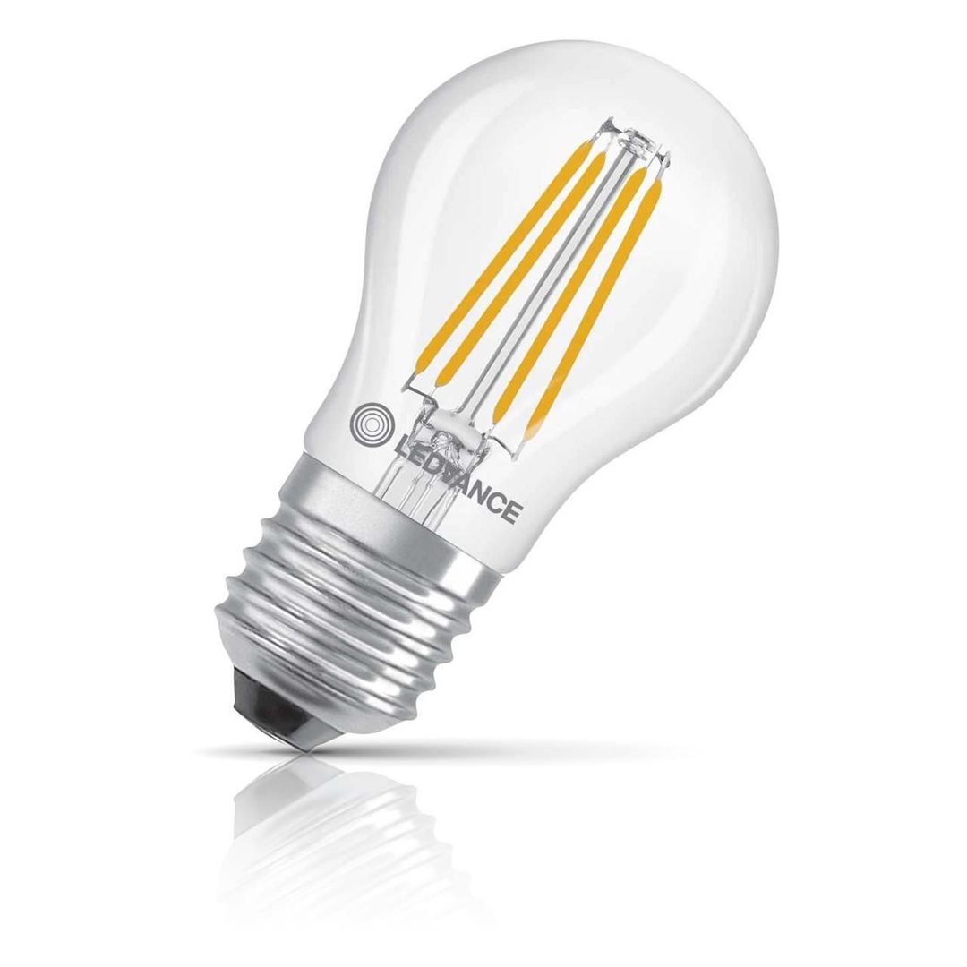 Ledvance LED Classic P Golfball Light Bulb E27 3.4W Dim Warm White 2700K Screw Filament Clear - Image 1