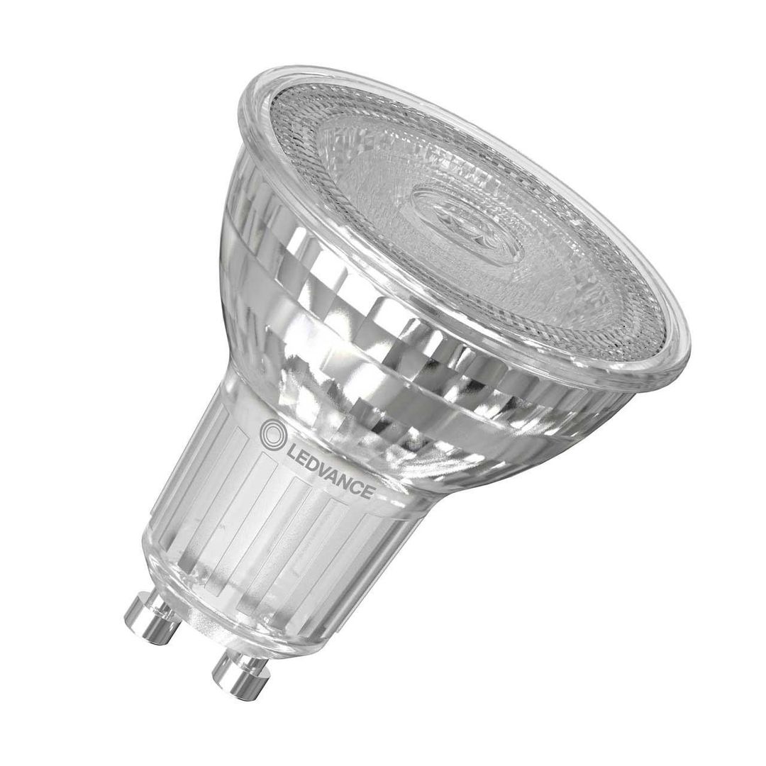 Ledvance GU10 Spotlight LED Light Bulb 3.7W (50W Eqv) Dim Warm White Clear Performance Class Halogen Replacement 36° - Image 1