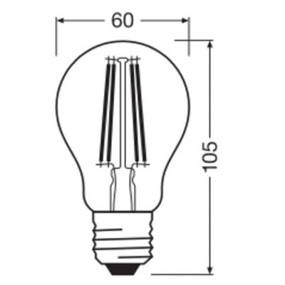 OSRAM LED bulb, teardrop shape, E27, 5.9 W, filament, 2,700 K, dimmable
