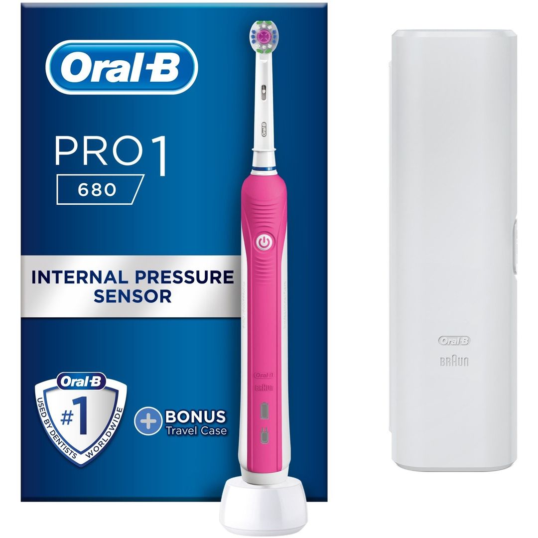 ORAL-B CrossAction Pro 1 680 Electric Toothbrush - Pink, Pink - Image 1