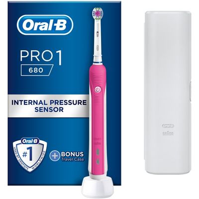 ORAL-B CrossAction Pro 1 680 Electric Toothbrush - Pink, Pink