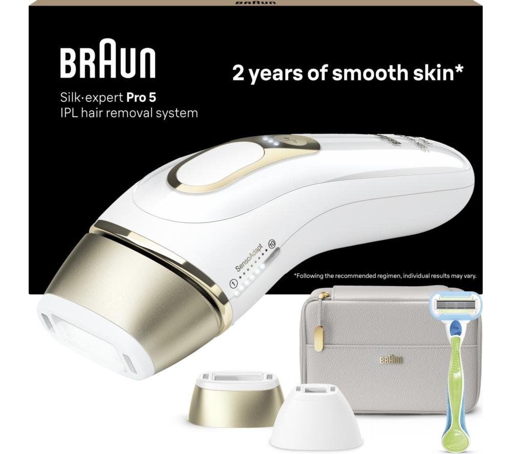 BRAUN Silk-expert Pro 5 PL5124 IPL Hair Removal System - White & Gold, White,Gold - Image 1