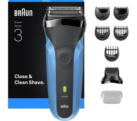 Braun Series 3 ShaveStyle 310BT Electric Shaver, Wet Dry Razor for Men - Black/Blue