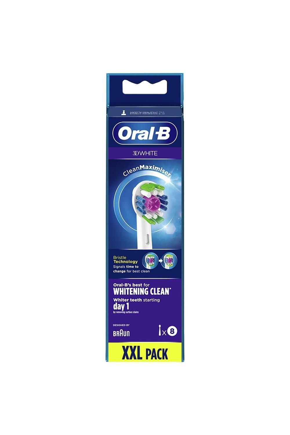 Oral-B 3D White Clean Maximiser Replacement Toothbrush Head, Pack of 4 or 8 - 8x / 22cm - Image 1
