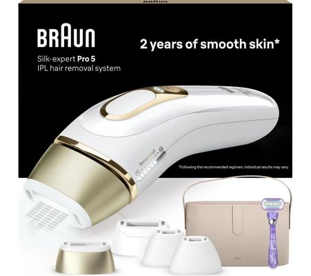 BRAUN Silk-expert Pro 5 PL5347 IPL Hair Removal System - White & Gold, White,Gold