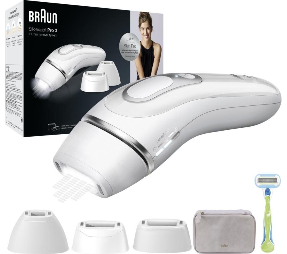 BRAUN Silk-expert Pro 3 PL3233 IPL Hair Removal System - White & Silver, Silver/Grey,White - Image 1