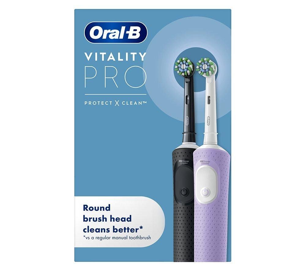 ORAL B Vitality Pro Electric Toothbrush - Black & Purple Duo, Black,Purple - Image 1