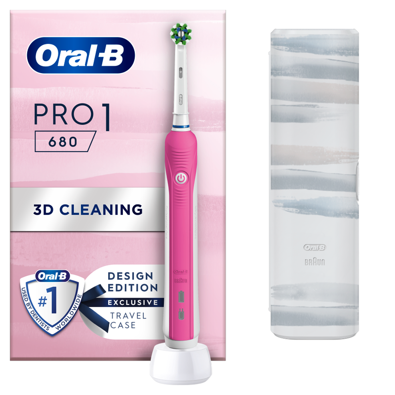 ORAL B CrossAction Pro 1 680 Electric Toothbrush - Pink, Pink - Image 1