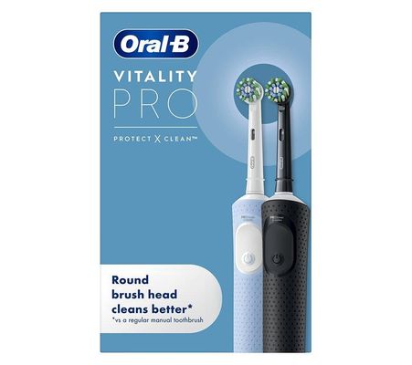ORAL B Vitality Pro Electric Toothbrush - Black & Blue Duo, Black,Blue