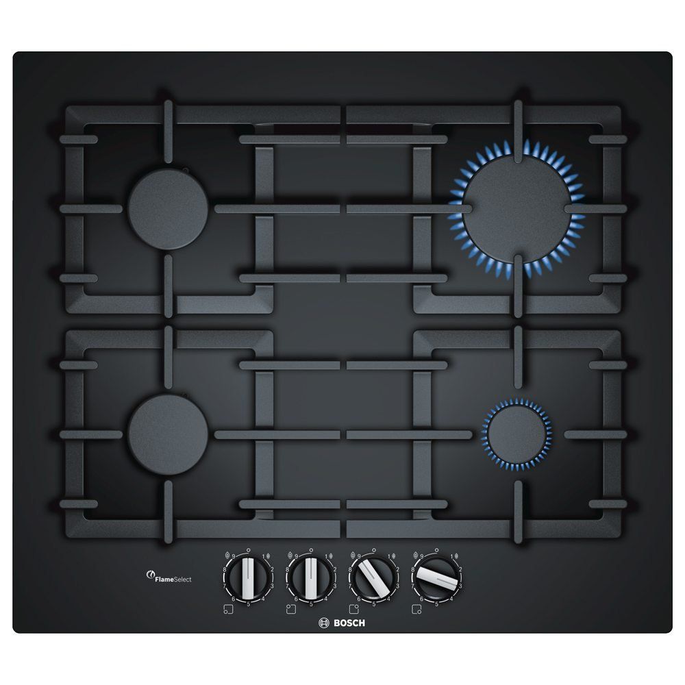 Bosch Serie 6 60cm Gas on Glass Hob with Cast Iron Supports Black - PPP6A6B90 - Image 1