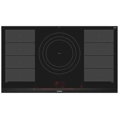 Siemens iQ700 EX975LVV1E 90cm FlexInduction Hob Black Glass with Stainless Steel Side Trims