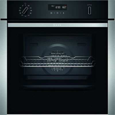 NEFF N50 Built in Home Connect Single Oven with Slide and Hide Door and Pyrolytic Cleaning Programme Stainless Steel - B6ACH7HH0B