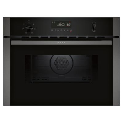 NEFF N 50 Circotherm 15 Programme Compact Microwave Oven Black Glass with Graphite Grey Trims 45cm - C1AMG84G0B