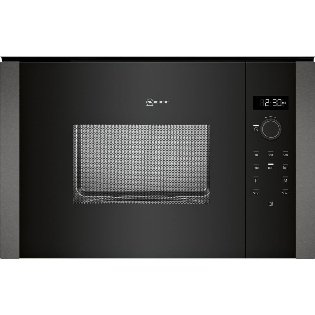 Neff Graphite Grey N 50 Built in Automatic Programme Microwave Oven Black Glass with Trims, 38cm - HLAWD23G0B - Image 1