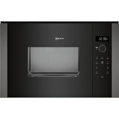 Neff Graphite Grey N 50 Built in Automatic Programme Microwave Oven Black Glass with Trims, 38cm - HLAWD23G0B